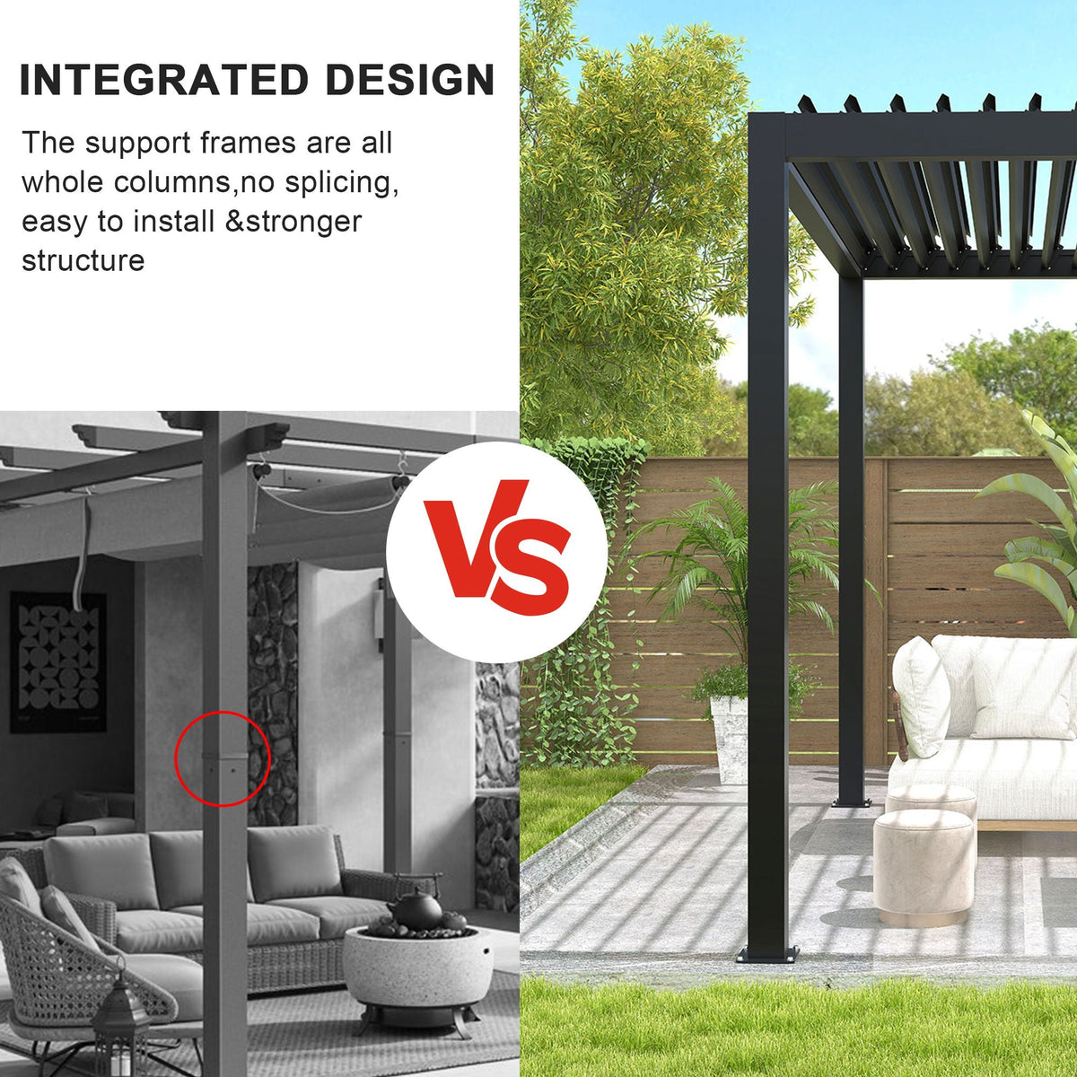 Black Steel Louvered Pergola
