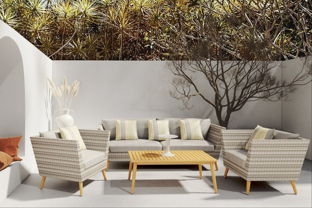 Eucalyptus Wood & Wicker Outdoor Seating Collection