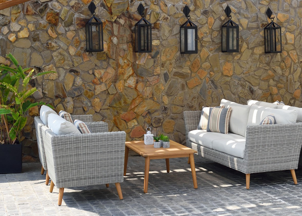 Eucalyptus Wood & Wicker Outdoor Seating Collection